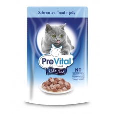 PreVital Premium консервы с лососем и форелью в желе для кошек, 100 г