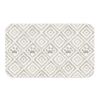 TARHONG Коврик под миски "Paw Ikat", бежевая с лапками, 48х29см