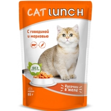 Cat Lunch пауч для кошек кусочки в желе Говядина и Морковь