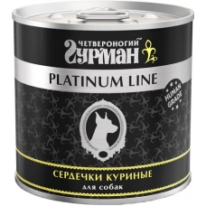 Четвероногий Гурман Platinum консервы для собак Сердечки куриные в желе